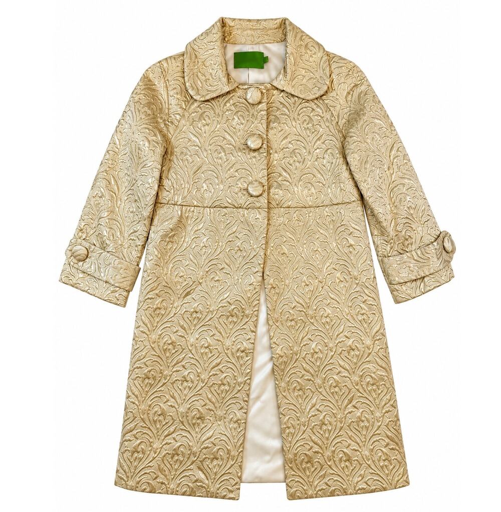 Vintage Rapsodia Women’s M Cream Gold Metallic Brocade Jacquard Statement Coat